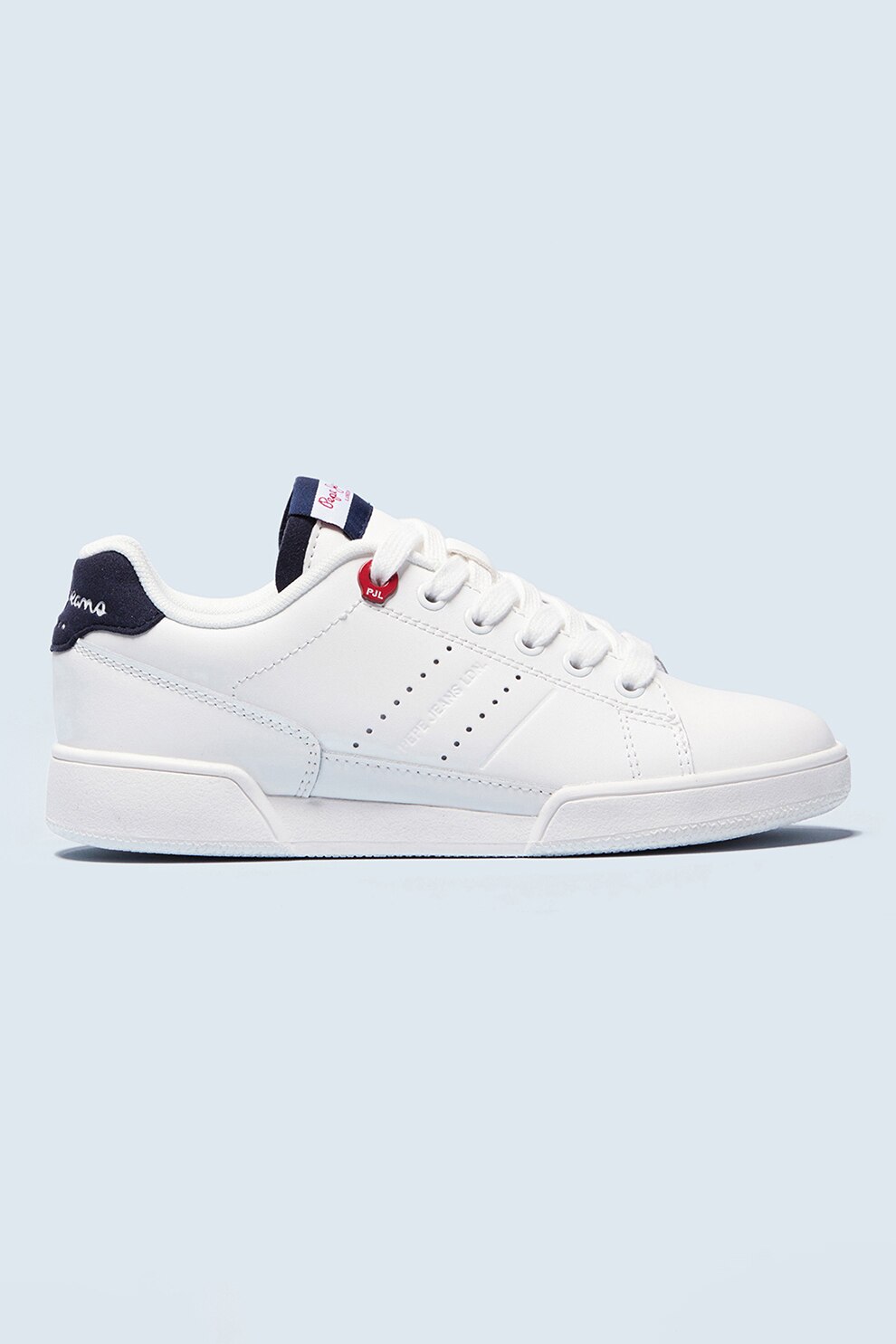 Pepe Jeans London, Pantofi sport din piele, Alb/Negru