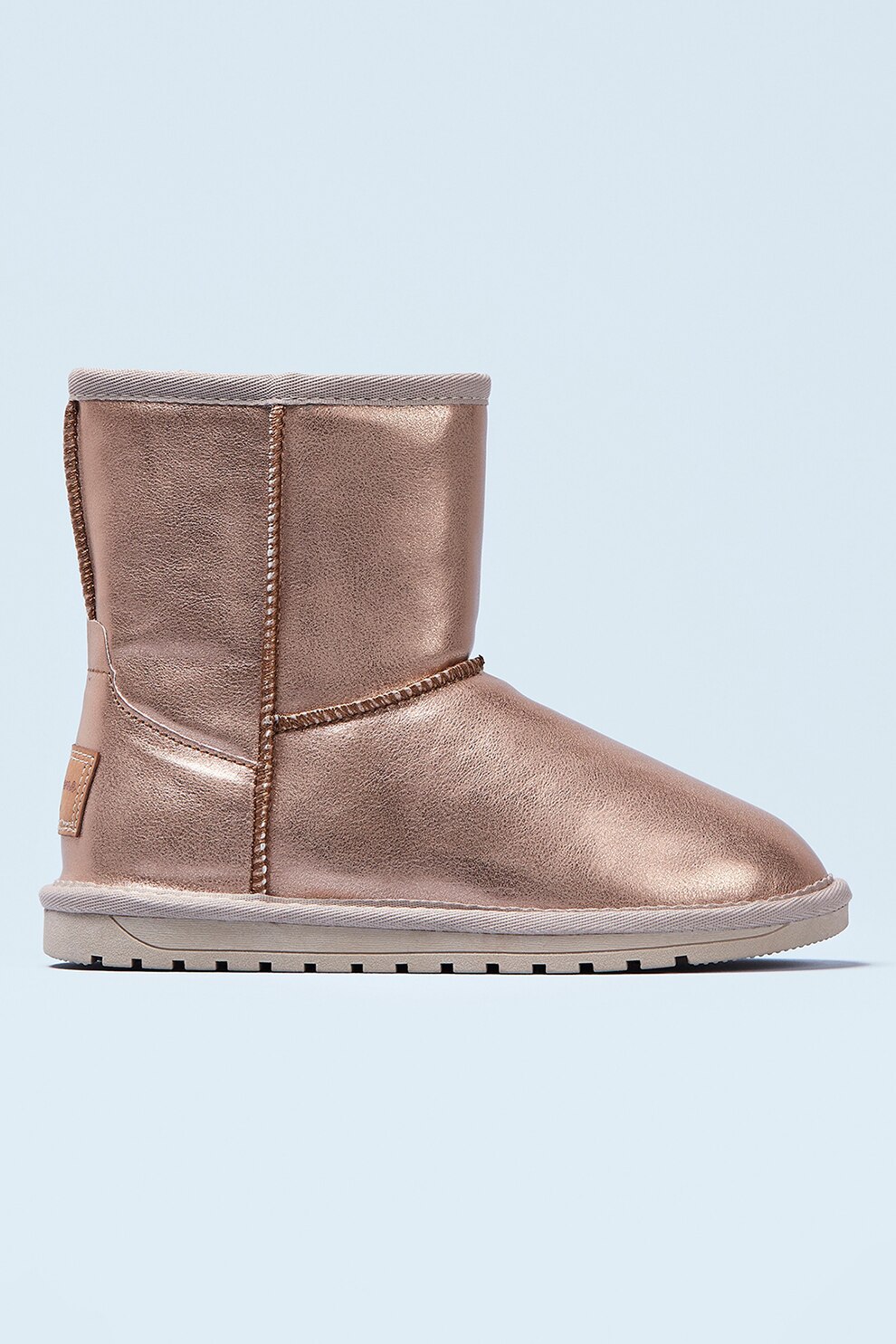 Pepe Jeans London, Ghete din piele ecologica cu aspect metalizat, Auriu rose
