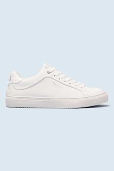 Pepe Jeans London, Pantofi sport texturati din piele ecologica Adam, Alb Pepe Jeans London, Pantofi sport texturati din piele ecologica Adam, Alb