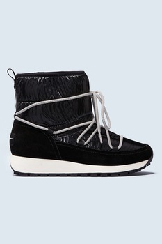 Pepe Jeans London, Ghete de iarna din piele intoarsa si material textil Dean, Negru/Alb Pepe Jeans London, Ghete de iarna din piele intoarsa si material textil Dean, Negru/Alb