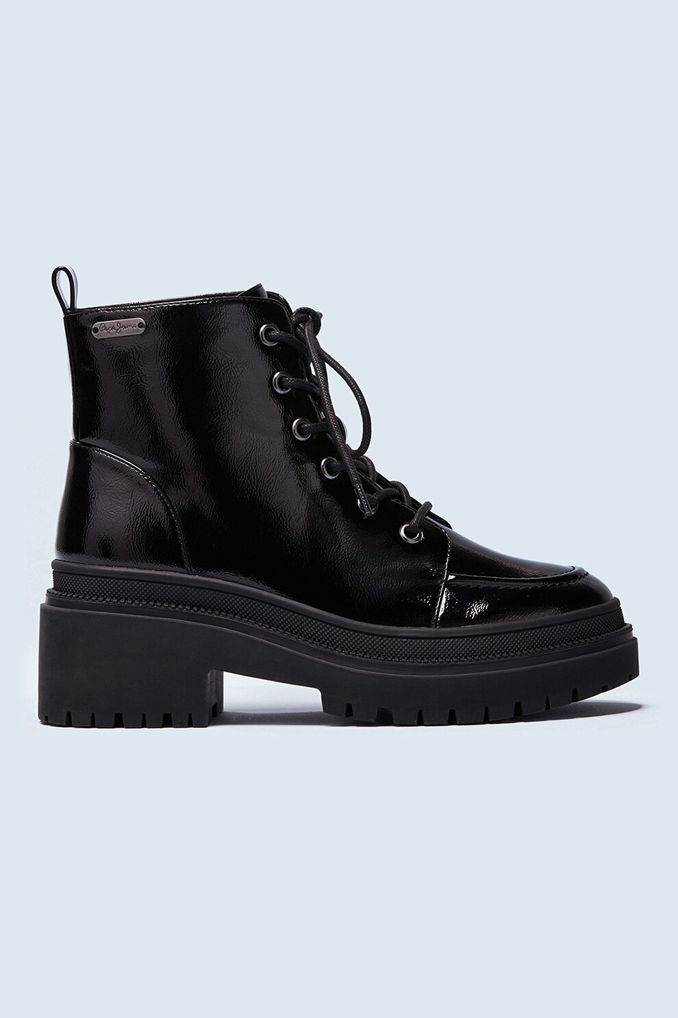 Pepe Jeans London, Ghete biker lacuite Rock, Negru