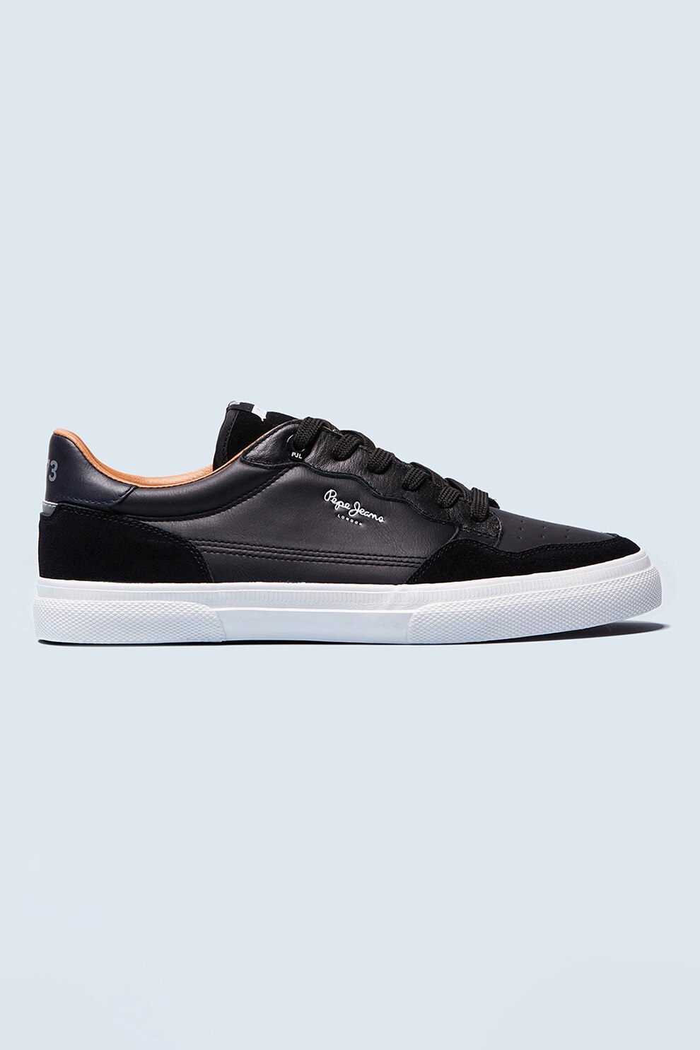Pepe Jeans London, Pantofi sport cu garnituri de piele si piele intoarsa, Negru