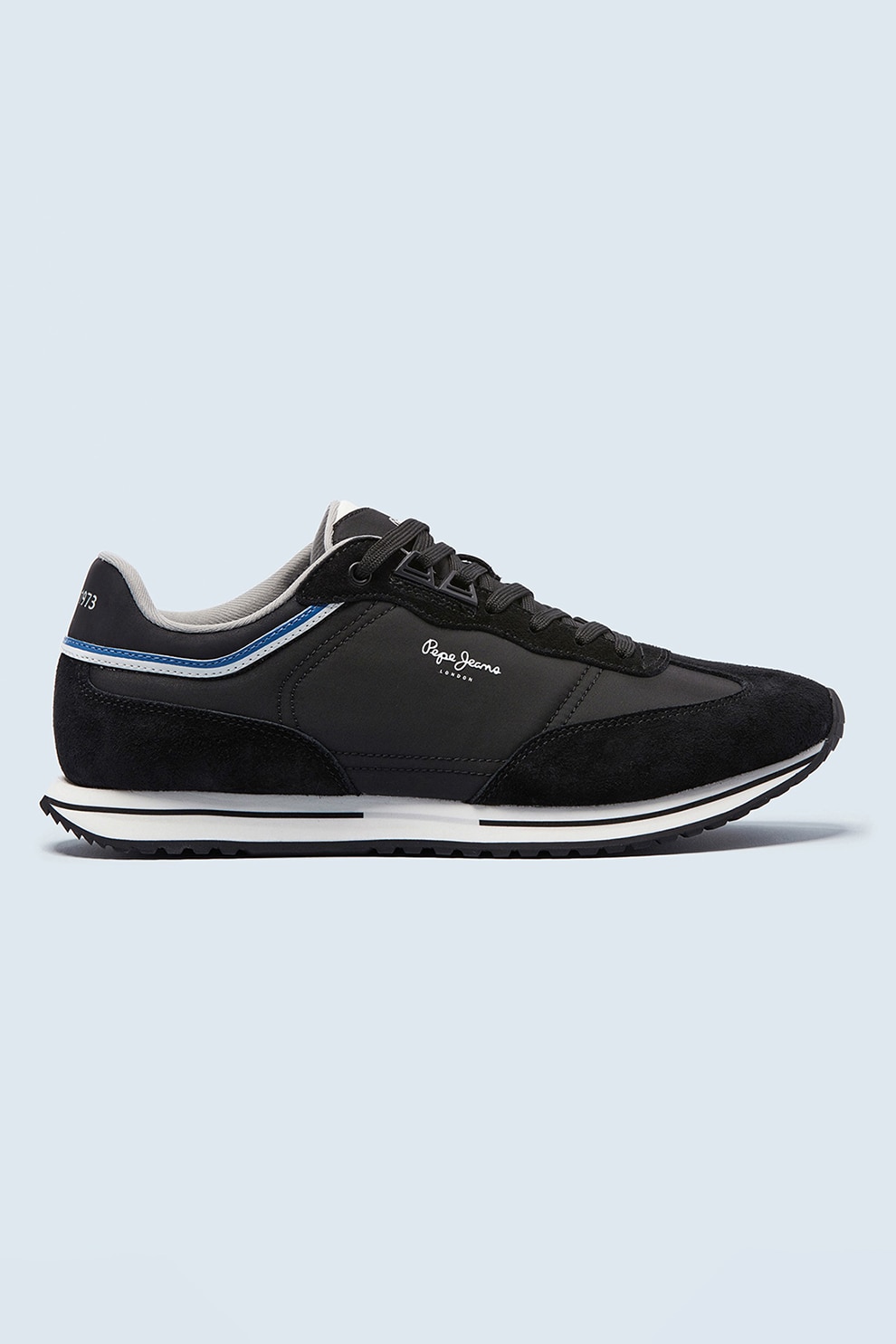 Pepe Jeans London, Pantofi sport low-top cu garnituri de piele intoarsa Tour, Negru