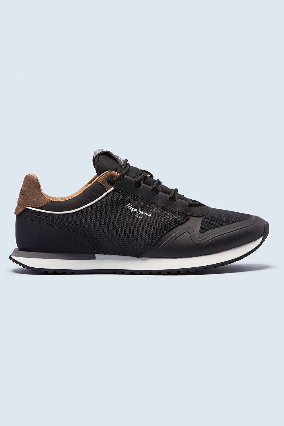 Pepe Jeans London, Pantofi sport low-top cu detalii contrastante Tour, Negru/cafeniu