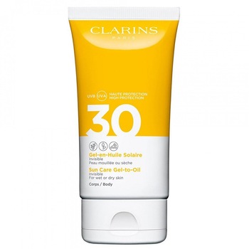 Lotiune pentru corp cu protectie solara Clarins Sun Care Gel-to-Oil, SPF 30, 150 ml Lotiune pentru corp cu protectie solara Clarins Sun Care Gel-to-Oil, SPF 30, 150 ml
