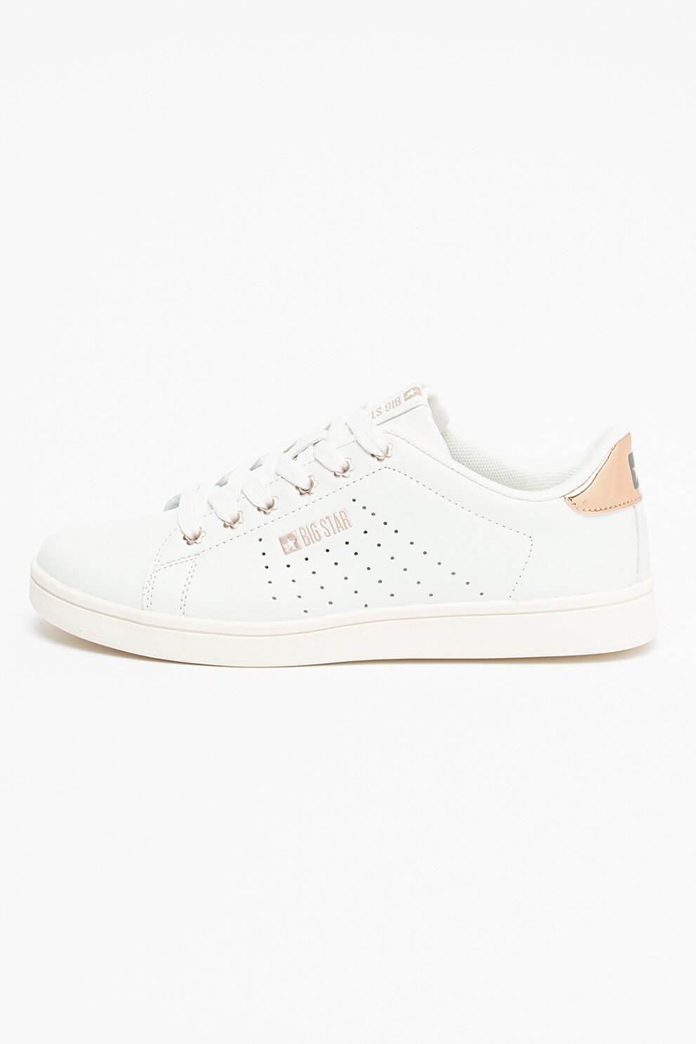Big Star, Pantofi sport de piele ecologica cu perforatii, Alb