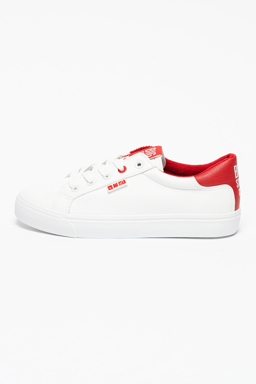 Big Star, Pantofi sport de piele ecologica, Alb/Rosu
