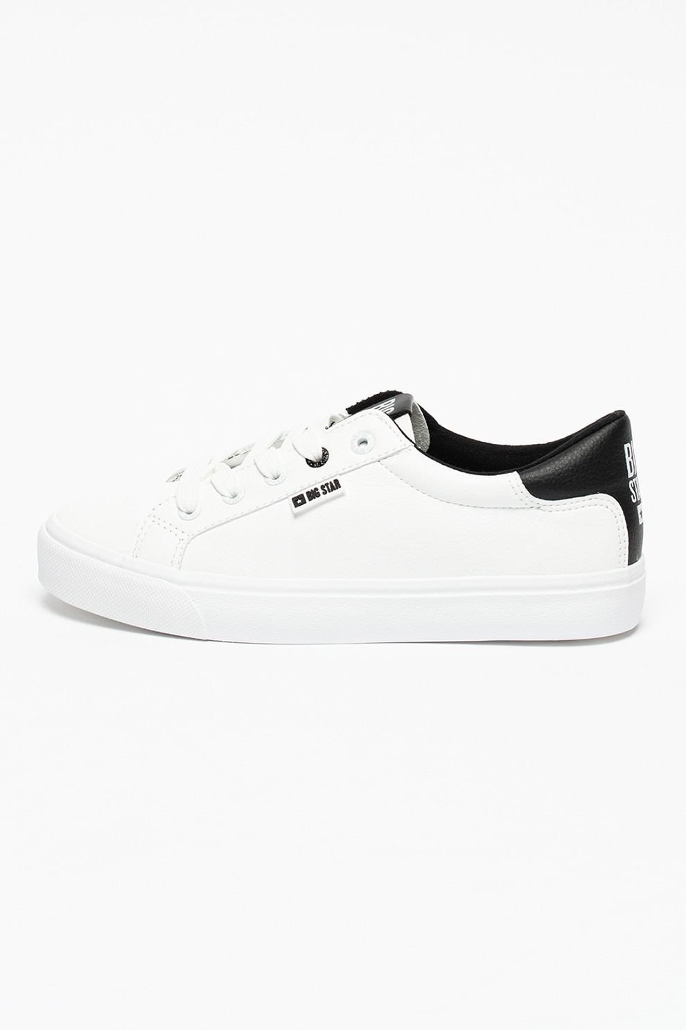 Big Star, Pantofi sport de piele ecologica, Alb/Negru