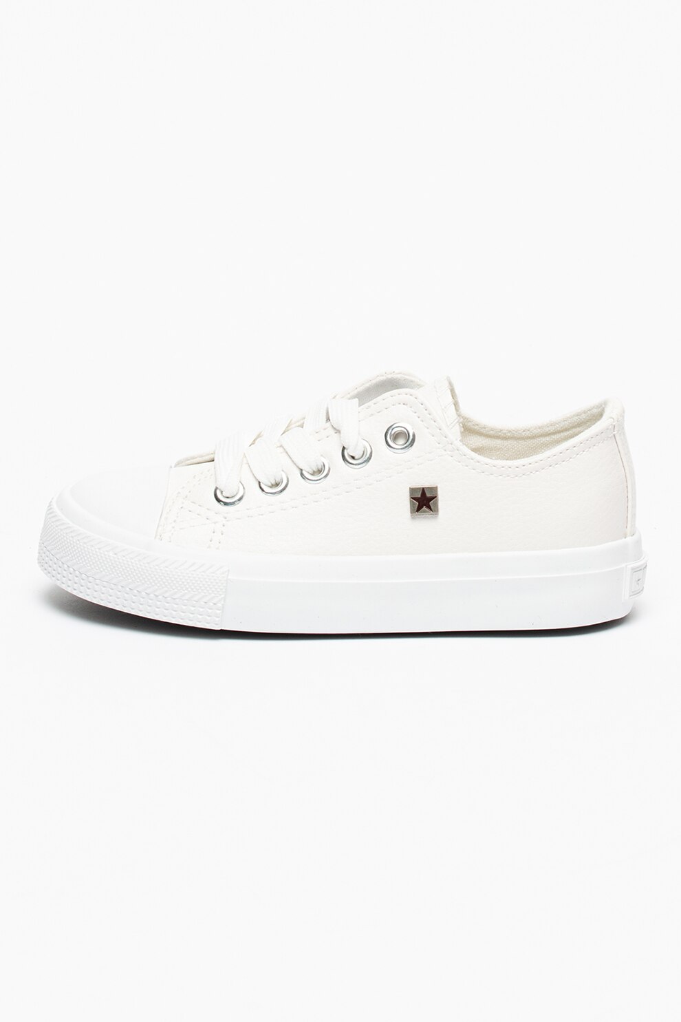 Big Star, Pantofi sport de piele ecologica cu varf intarit, Alb