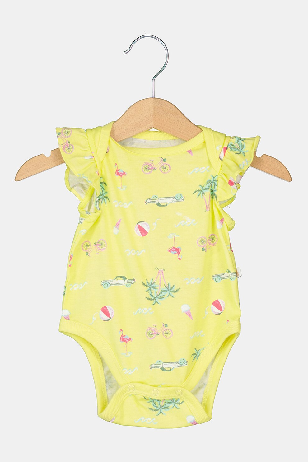 GAP, Body cu insertii de volane, galben pai, roz, verde