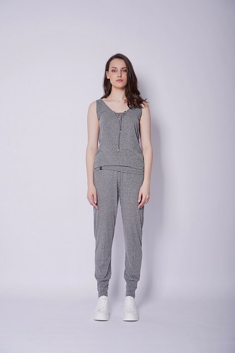 Top cu snur de casa, Poliester/Bumbac, Gri, Gri