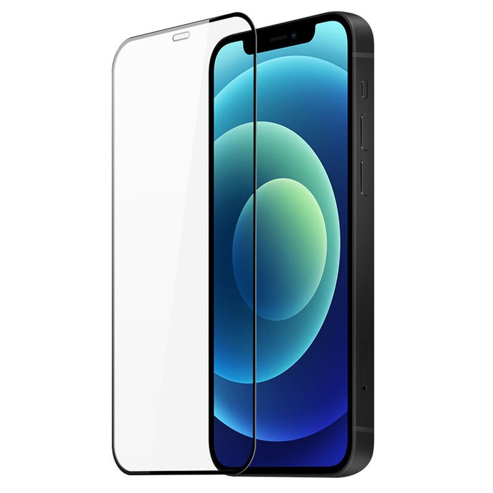 Folie de protectie Tempered Glass Ultra Smart Protection compatibil cu Apple iPhone 12 Fulldisplay 3D Negru