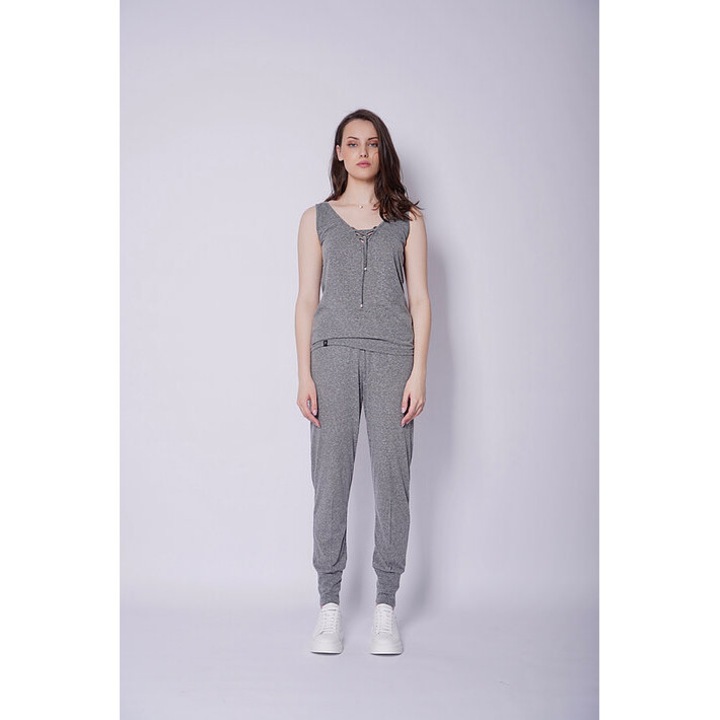 Pantaloni comozi cu talie elastica, Poliester/Bumbac