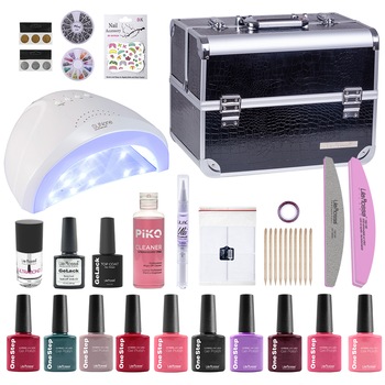 Kit unghii cu oja semipermanenta Be Fabulous, Lila Rossa, OneStep, lampa UV led SunOne, 10 oje OneStep, baza, top, degresant, 2 pile, sclipici, carusele, geanta Snake Kit unghii cu oja semipermanenta Be Fabulous, Lila Rossa, OneStep, lampa UV led SunOne, 10 oje OneStep, baza, top, degresant, 2 pile, sclipici, carusele, geanta Snake