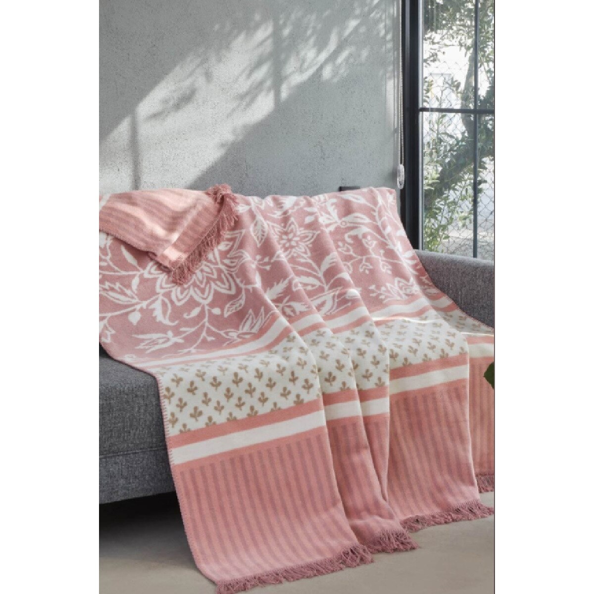 Patura Bumbac Lily, roz, 180x220 cm