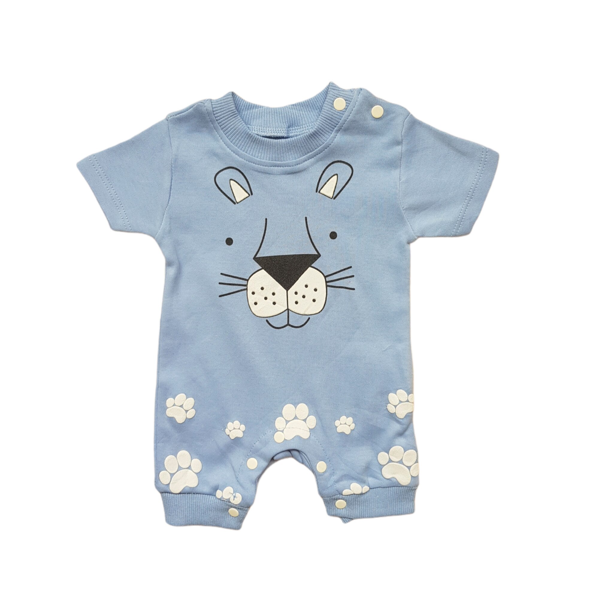 Salopeta baieti din bumbac, Lion, varsta 0-3 luni, 62 cm, Albastru