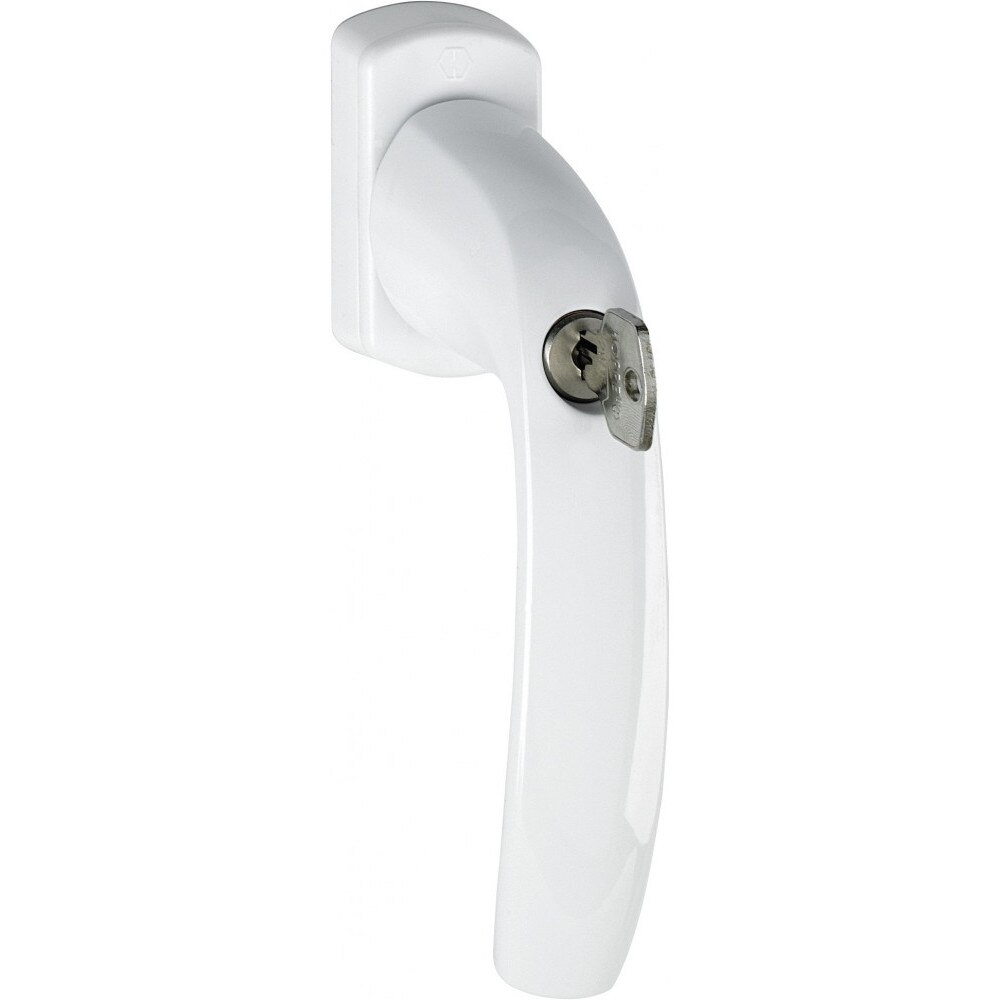 Maner fereastra, Hoppe New York, material aluminiu, culoare alb, patrat 40 mm, cu cheie