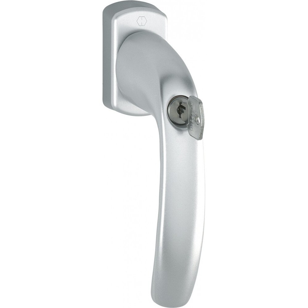 Maner fereastra, Hoppe New York, material aluminiu, culoare argintiu F1, patrat 40 mm, cu cheie