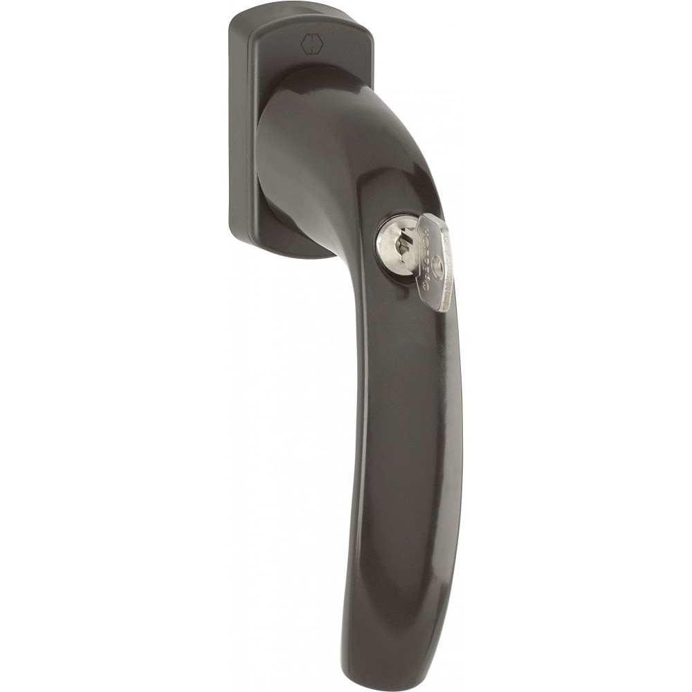 Maner fereastra, Hoppe New York, material aluminiu, culoare maro, patrat 40 mm, cu cheie