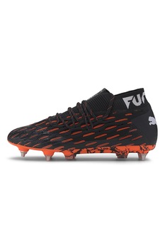 Puma, Ghete de fotbal cu crampoane si model soseta Future 6.1 Mx, Negru/Gri/Oranj Puma, Ghete de fotbal cu crampoane si model soseta Future 6.1 Mx, Negru/Gri/Oranj