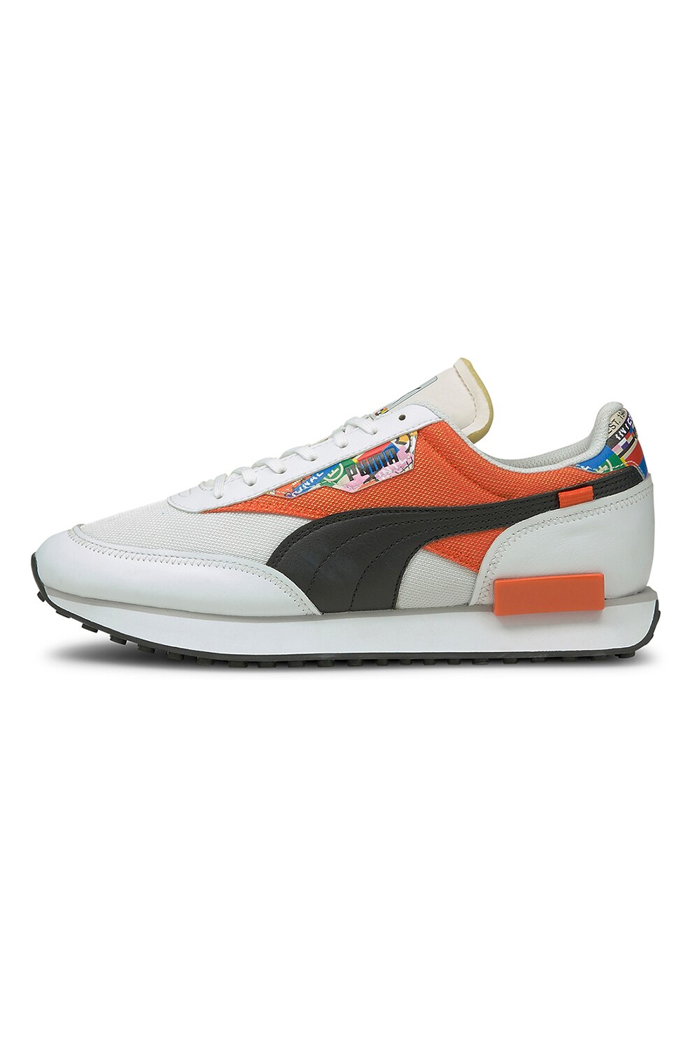 Puma, Pantofi sport cu garnituri de piele Future Rider, Gri deschis/negru/oranj