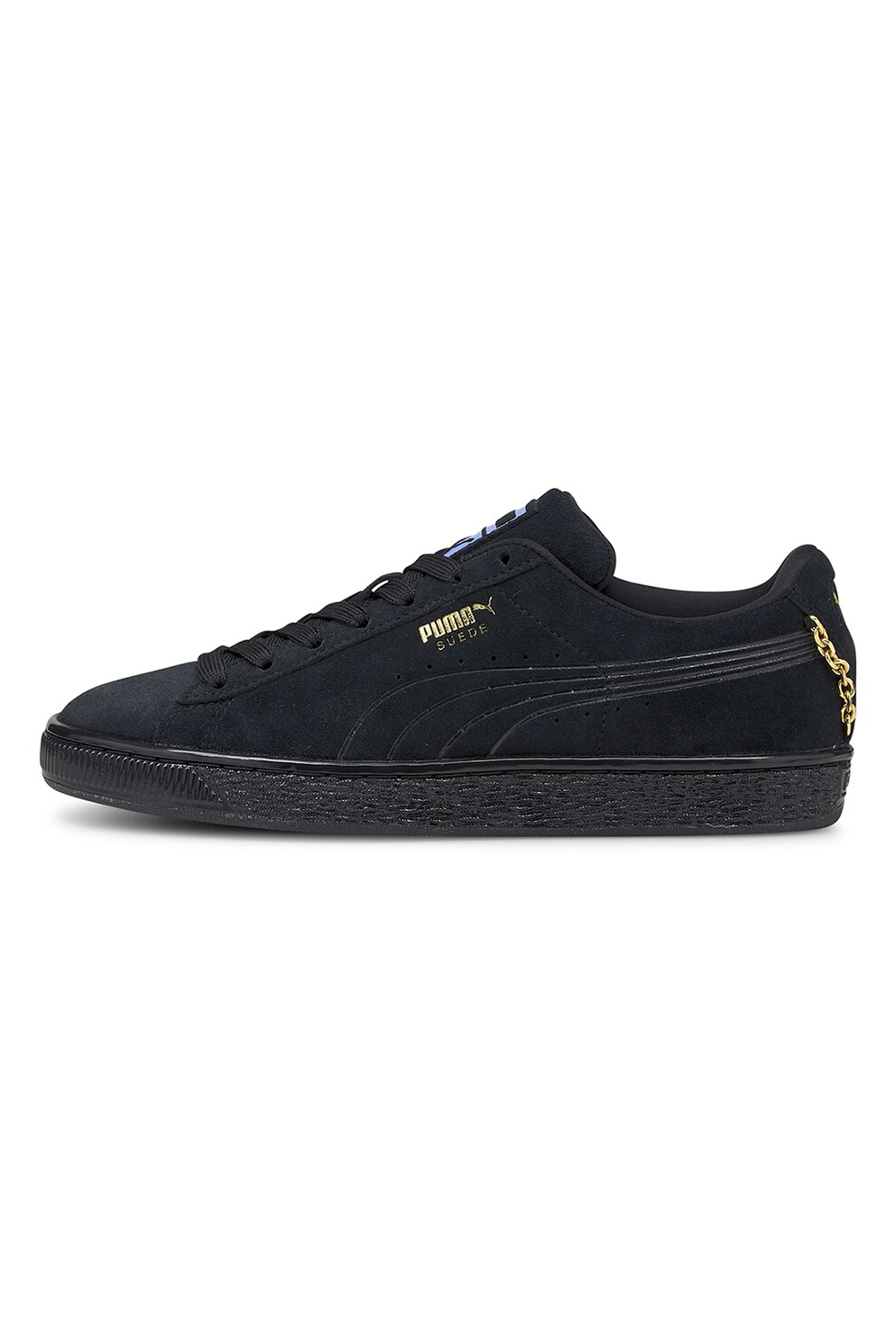 Puma, Pantofi sport de piele intoarsa Classic, Negru/Auriu
