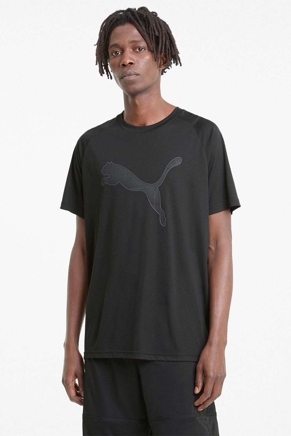 Puma, Tricou cu maneci raglan si imprimeu logo pentru fitness dryCELL, Negru