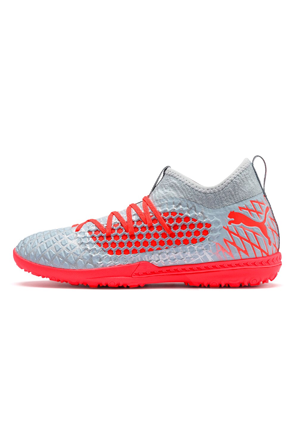 Puma, Pantofi slip-on pentru fotbal Future 4.3 Netfit TT, Albastru prafuit/Oranj mandarina, 42