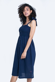 Big Star, Rochie evazata cu decolteu patrat, Bleumarin Big Star, Rochie evazata cu decolteu patrat, Bleumarin