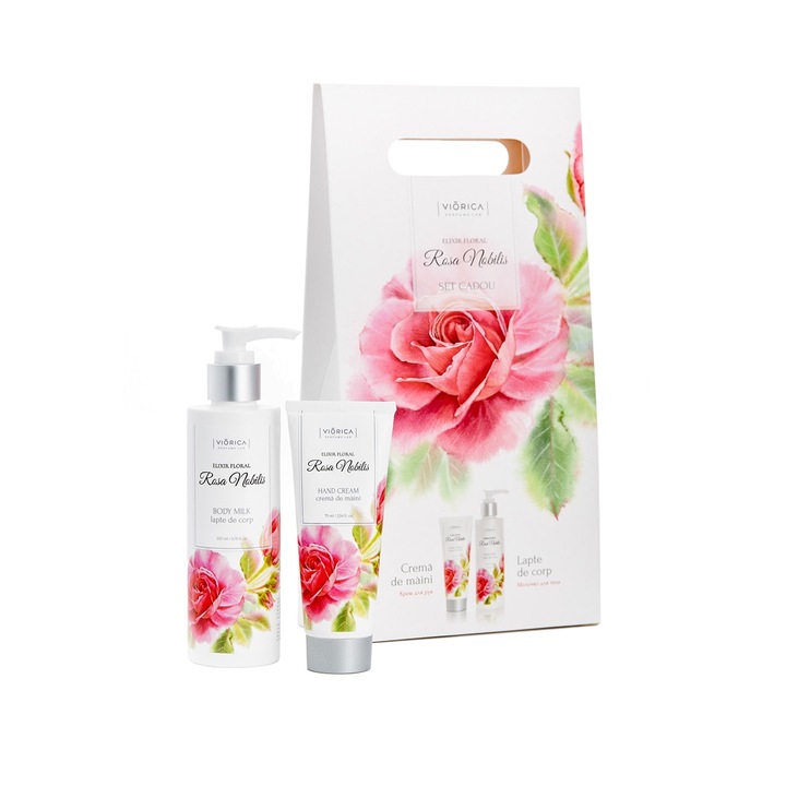 Комплект № 1 Viorica Elixir Floral Rosa Nobilis: Мляко за тяло, 200 мл + Крем за ръце, 75 мл