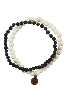 Barts, Set de bratari unisex Akumal- 2 piese, Negru/Alb prafuit Barts, Set de bratari unisex Akumal- 2 piese, Negru/Alb prafuit