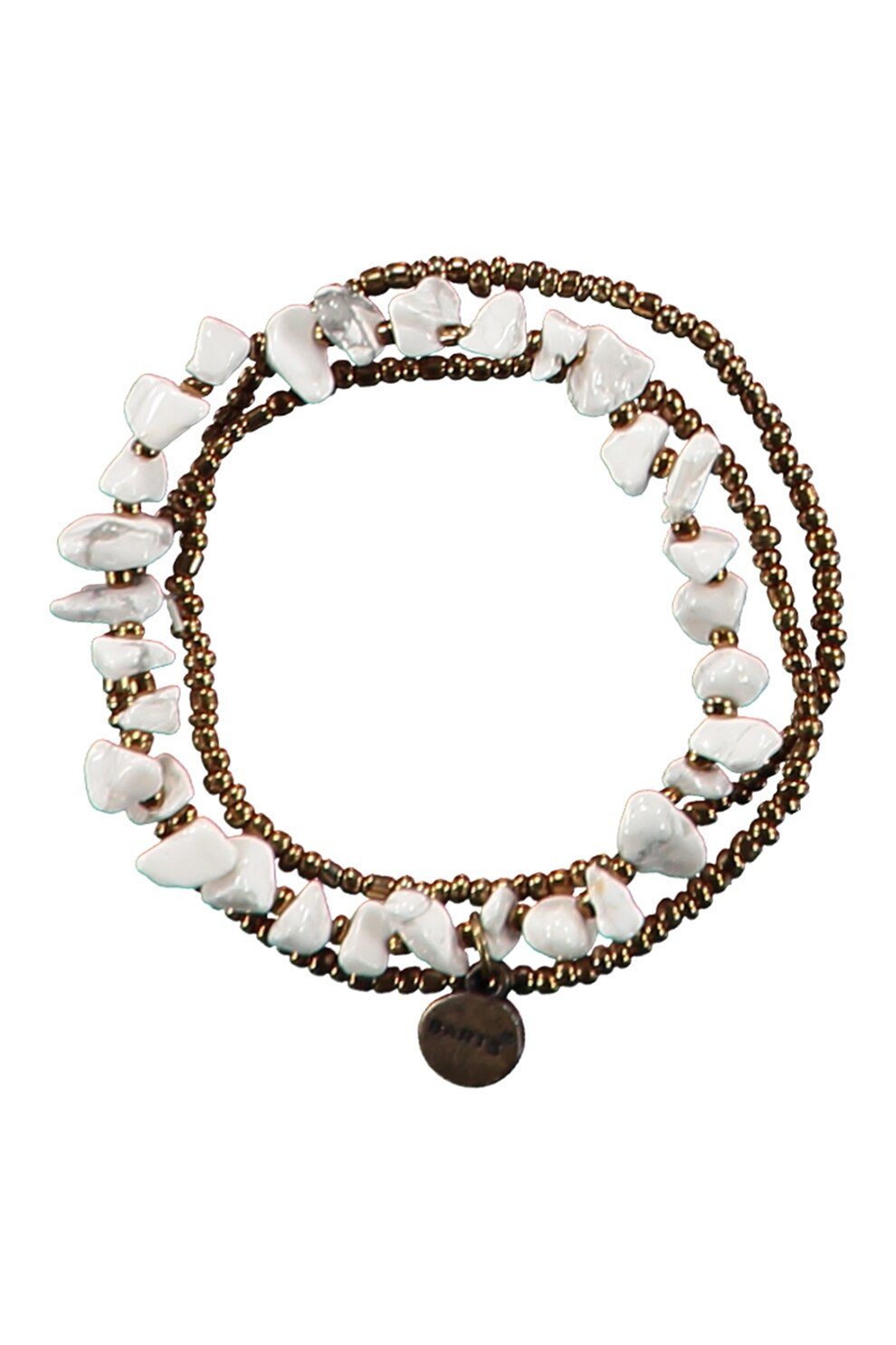 Barts, Bratara cu margele si aplicatii de piatra Bail, Maro bronz/Alb