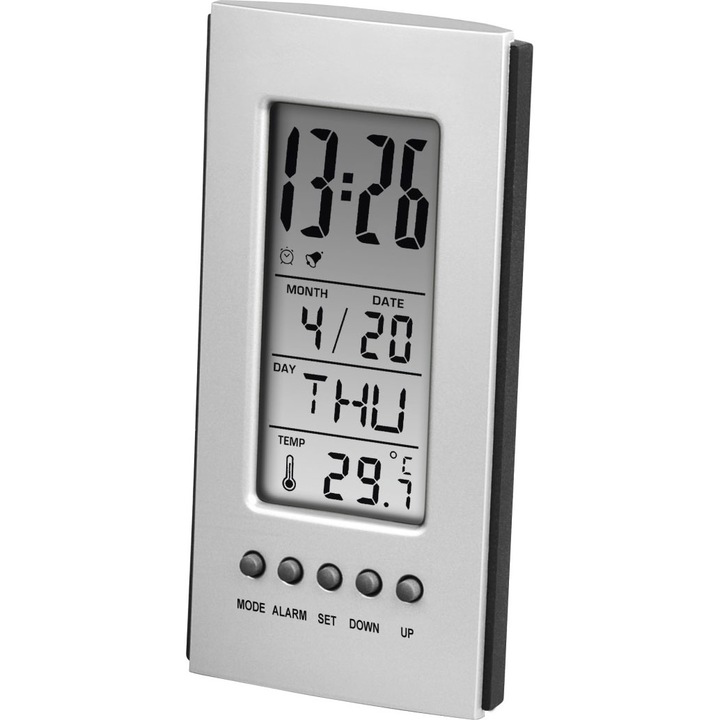 Termometru Hama 00186357, Afisaj LCD, Functie alarma, Argintiu