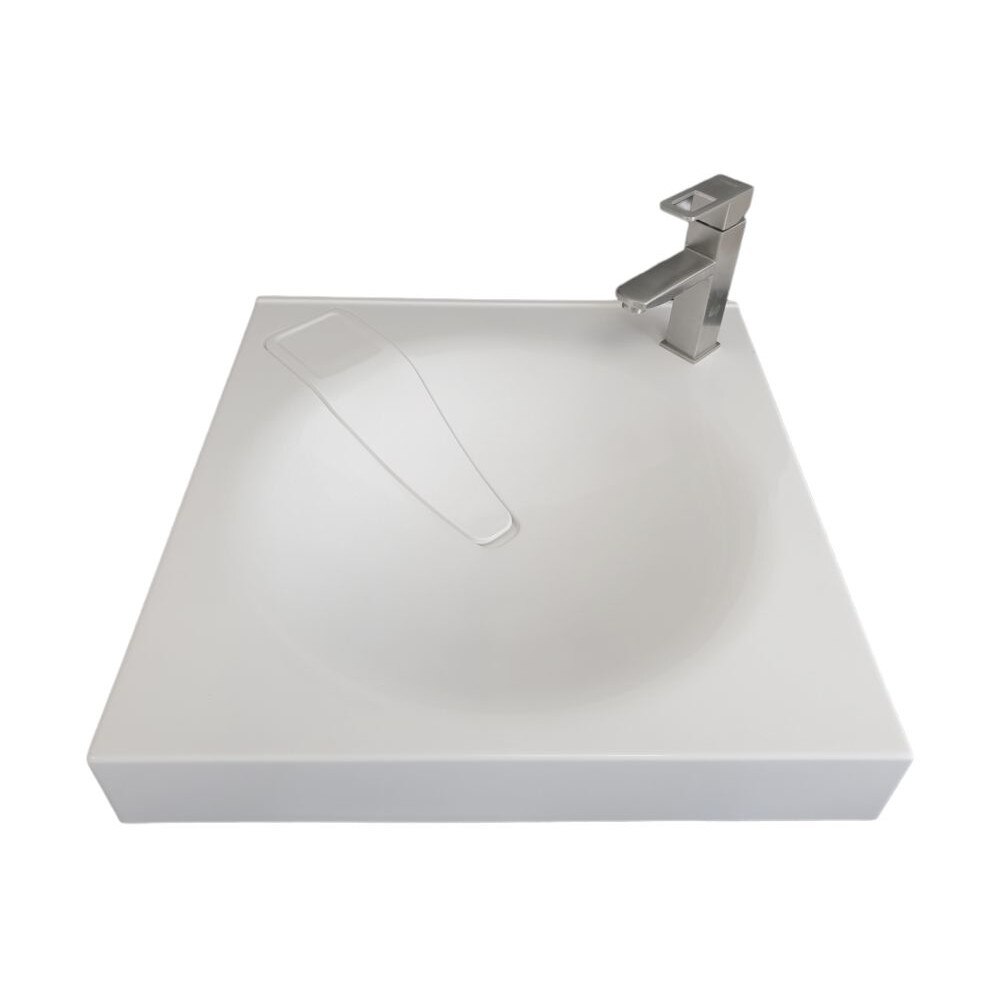 Set Chiuveta pentru masina de spalat, Lavoar Paola Sergio 600, 600x600 mm, compozit marmura lucios cu Baterie inox si sifon inclus