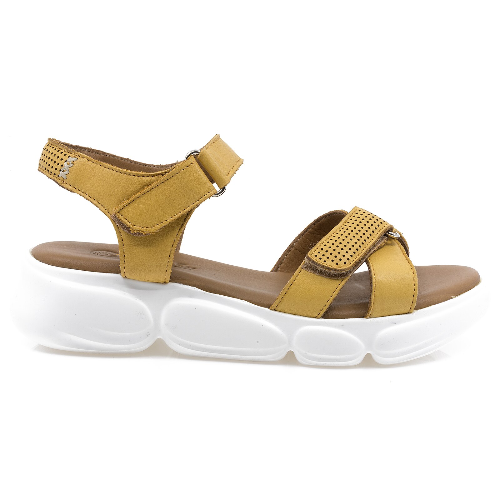 Sandale dama, Caspian, CAS-1096, casual, piele naturala, Galben