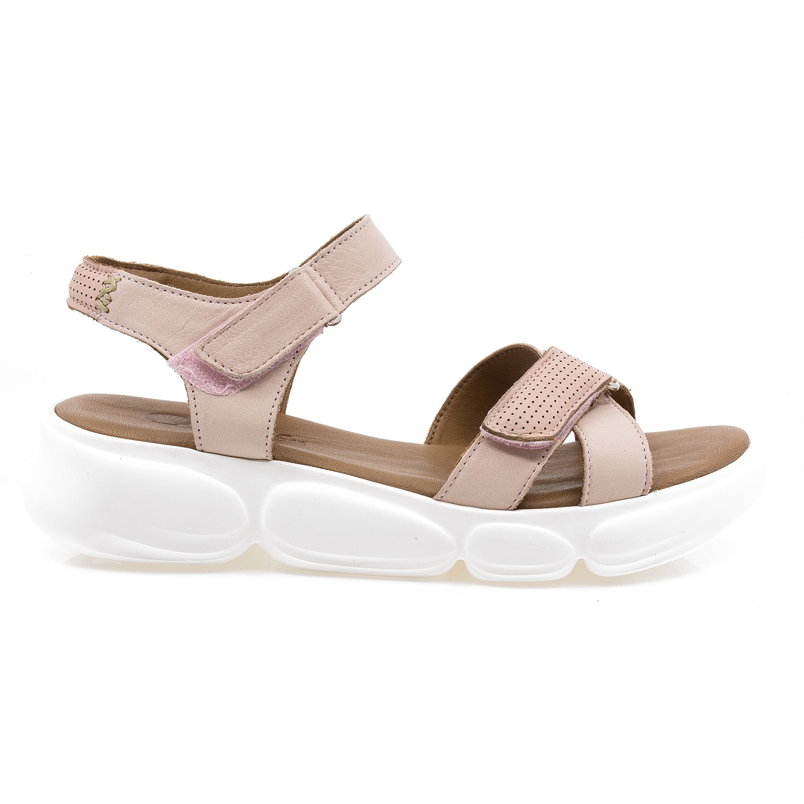 Sandale dama, Caspian, CAS-1096, casual, piele naturala, Pudra Roz