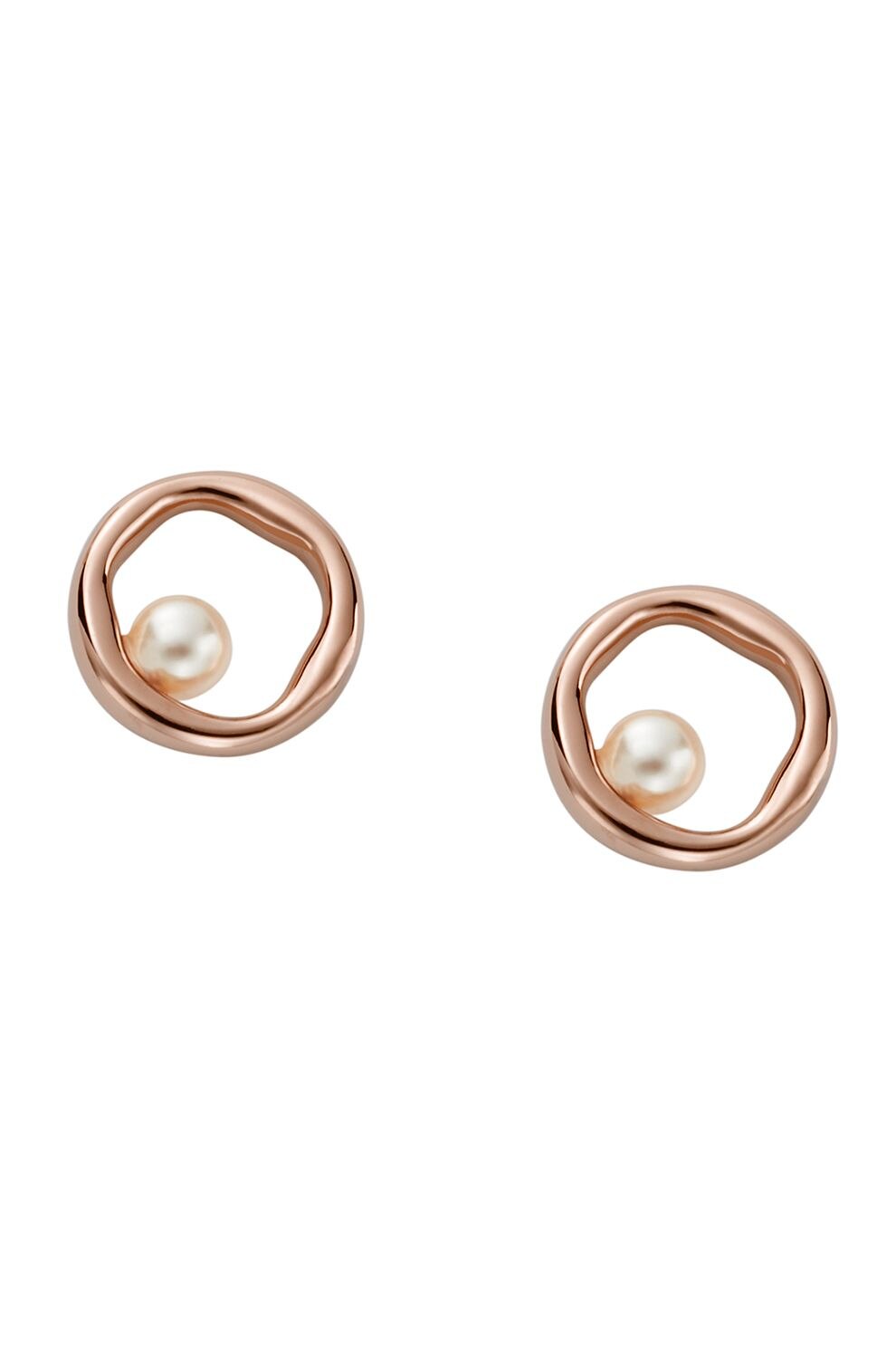 Skagen, Cercei de otel inoxidabil decorati cu perle sintetice, Auriu rose