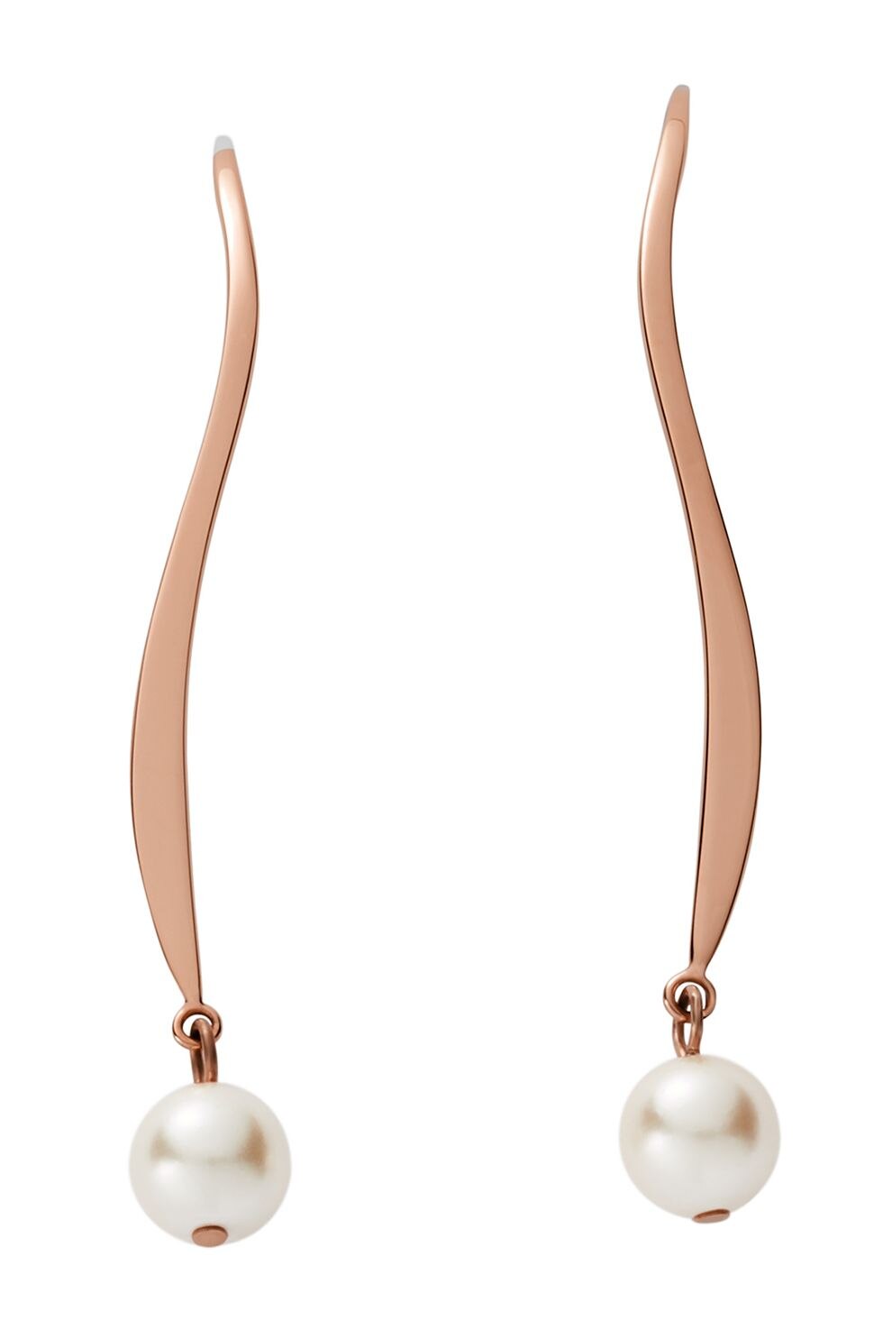 Skagen, Cercei drop cu perle sintetice Agnethe, Auriu rose