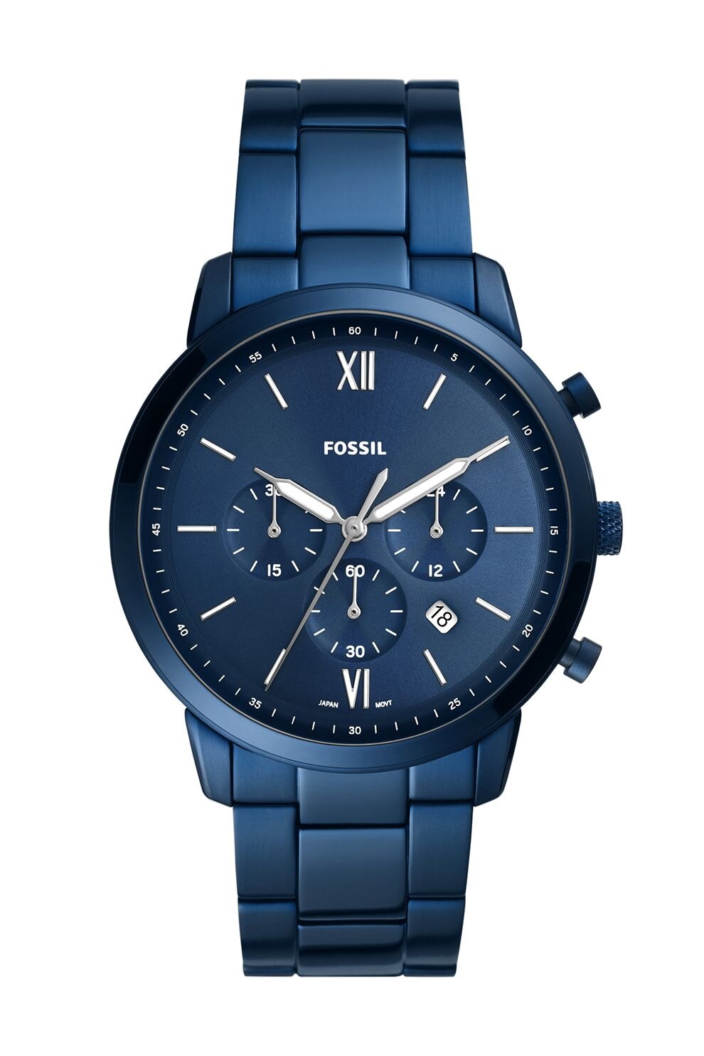 Fossil, Ceas cronograf de otel inoxidabil, Bleumarin