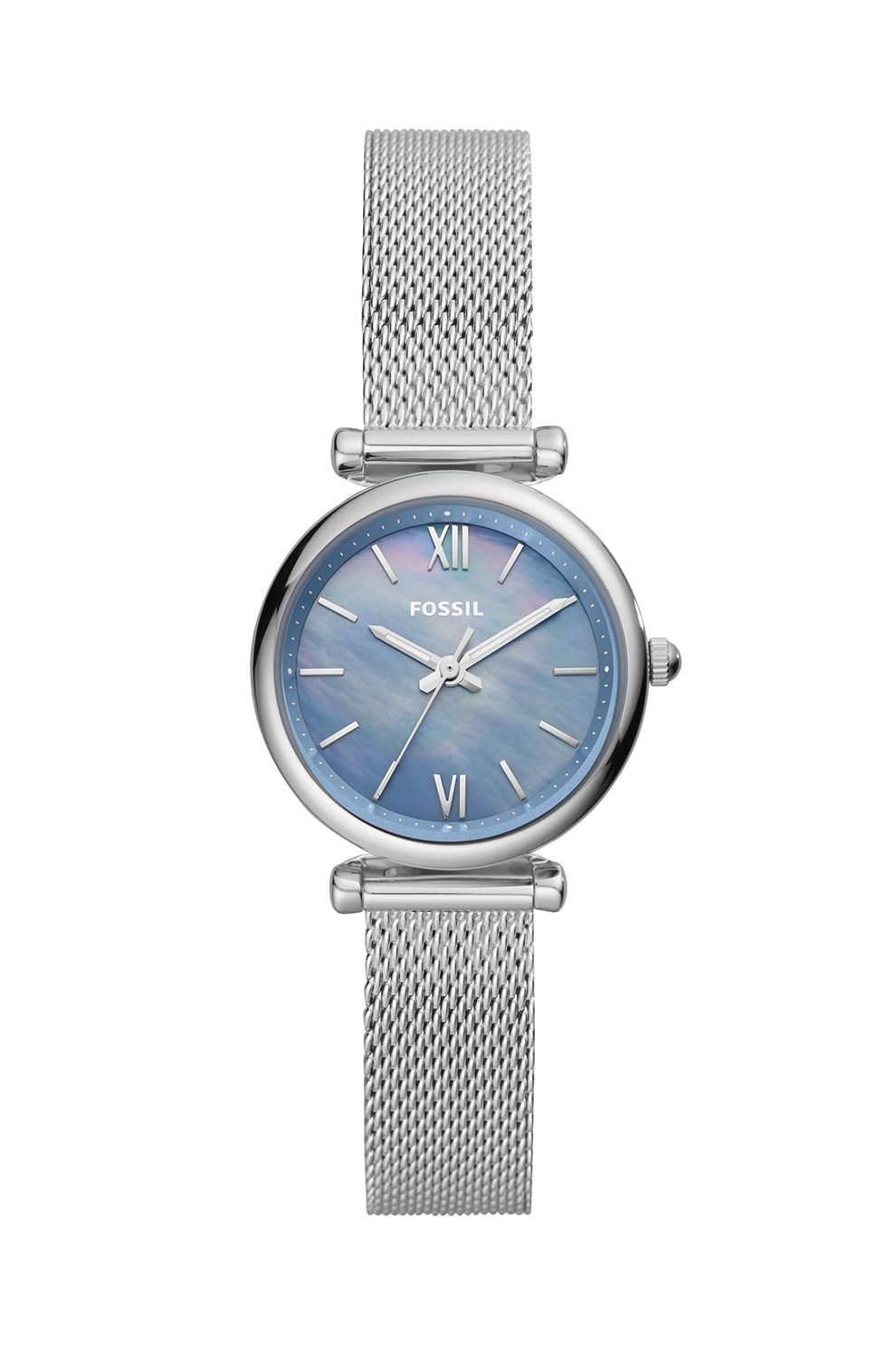 Fossil, Ceas quartz cu bratara cu model plasa, Argintiu