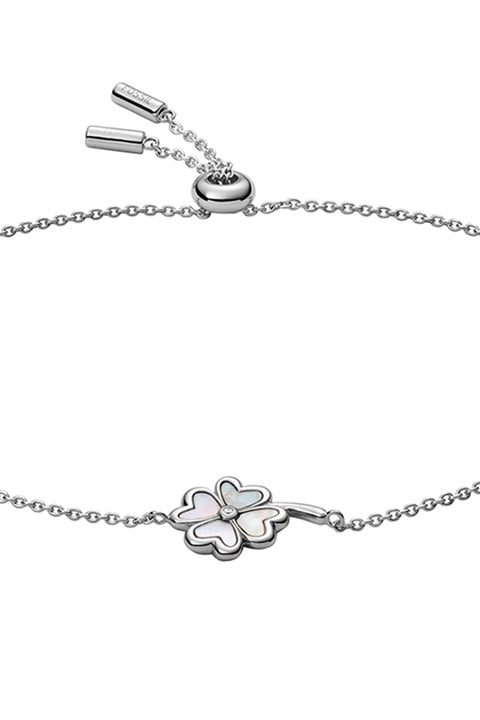 Fossil, Bratara de lant din argint veritabil cu Mother of pearl Lucky You, Argintiu