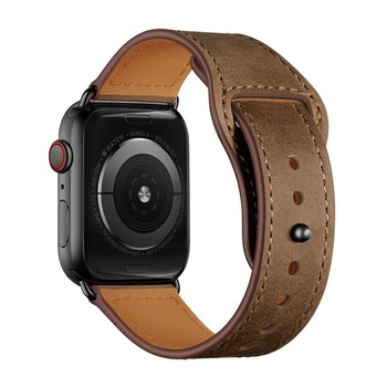 Curea piele naturala, pentru Apple Watch 7/6/5/4/3/2/1, Compatibil pentru toate apple watch cu Display 44 mm, culoare Castaniu Curea piele naturala, pentru Apple Watch 7/6/5/4/3/2/1, Compatibil pentru toate apple watch cu Display 44 mm, culoare Castaniu