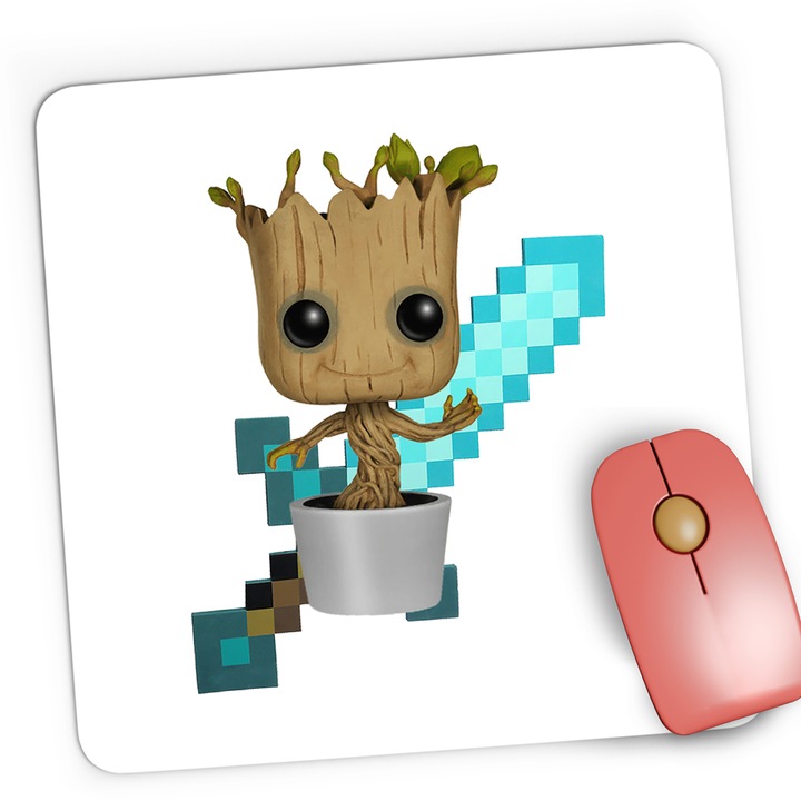 Подложка за мишка Gaming Baby Groot Minecraft Diamond Sword Baby, 21x19 cm