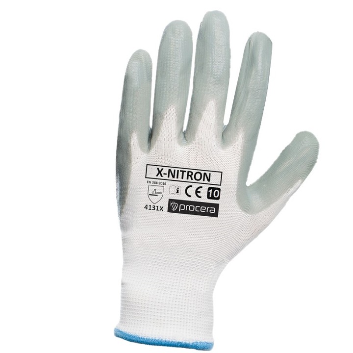 Защитни ръкавици, X-Nitron, изработени от полиестер, потопени в нитрил, устойчиви на хлъзгане, масла и мазнини, размер 10/XL
