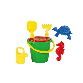 Galeata nisip Tupiko cu stropitoare si 5 accesorii, 34x22 cm, Robentoys Galeata nisip Tupiko cu stropitoare si 5 accesorii, 34x22 cm, Robentoys