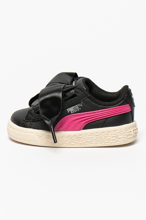 Puma, Спортни обувки Basket Heart Jelly от кожа, Черен/Розово