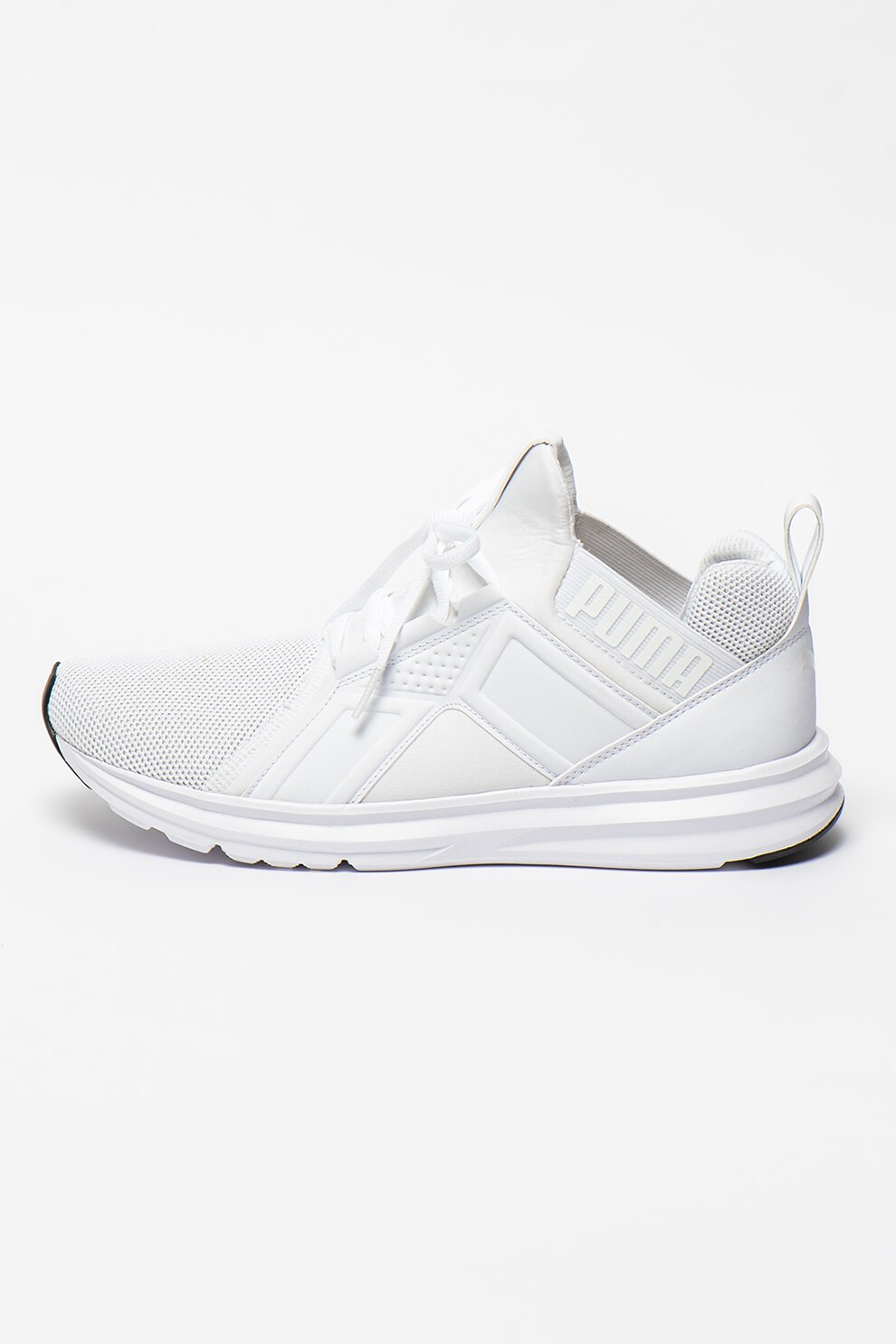 Puma, Pantofi din material textil, cu logo pentru alergare Enzo, Alb, 40.5