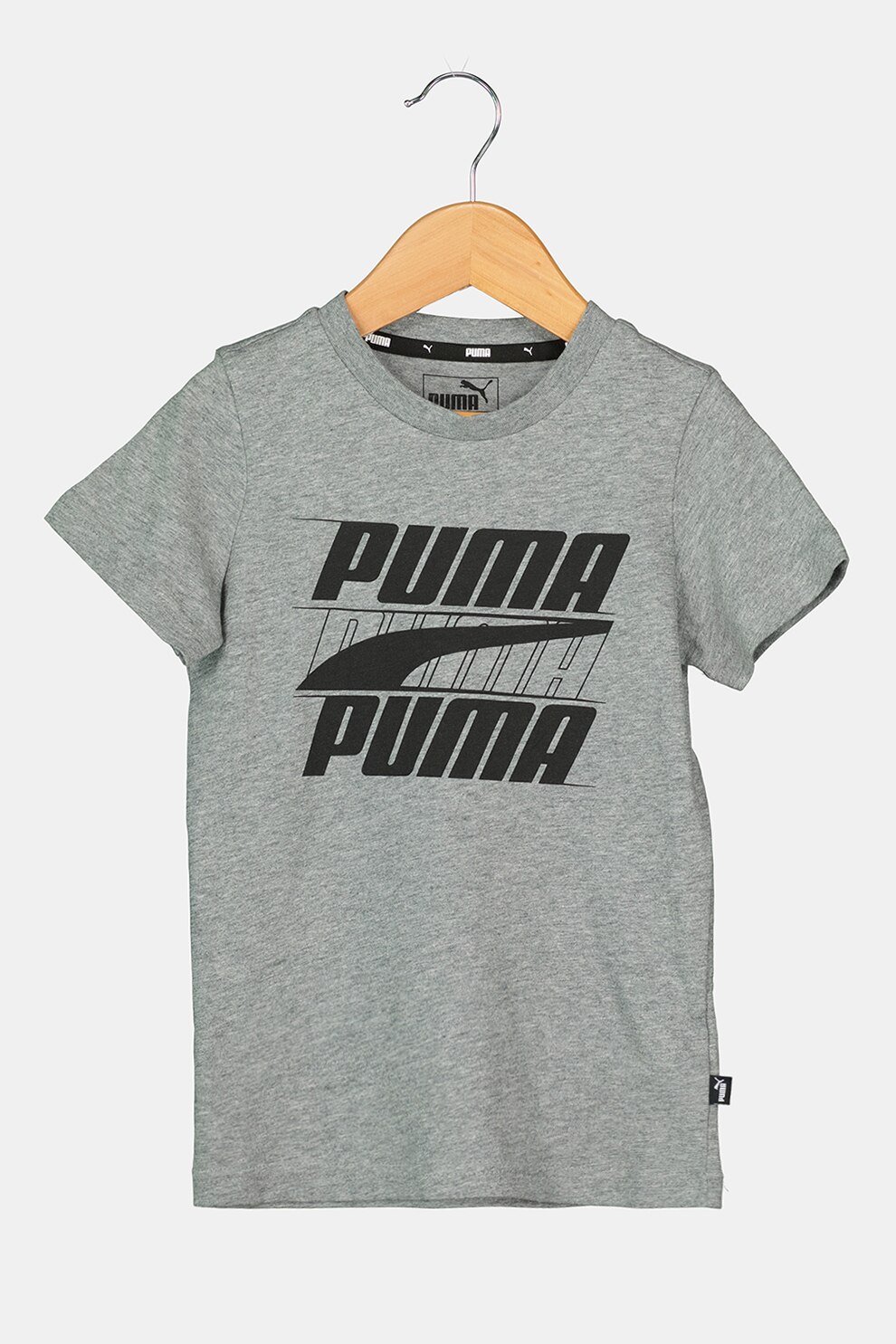 Puma, Tricou cu imprimeu logo Rebel Bold, Gri melange, 116 CM