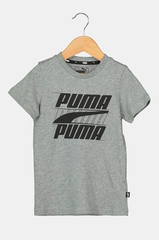 Puma, Tricou cu imprimeu logo Rebel Bold, Gri melange, 116 CM