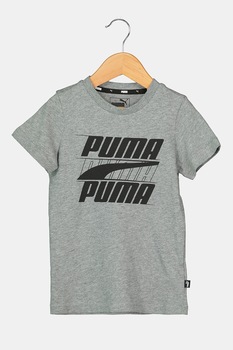 Puma, Tricou cu imprimeu logo Rebel Bold, Gri melange, 116 CM Puma, Tricou cu imprimeu logo Rebel Bold, Gri melange, 116 CM